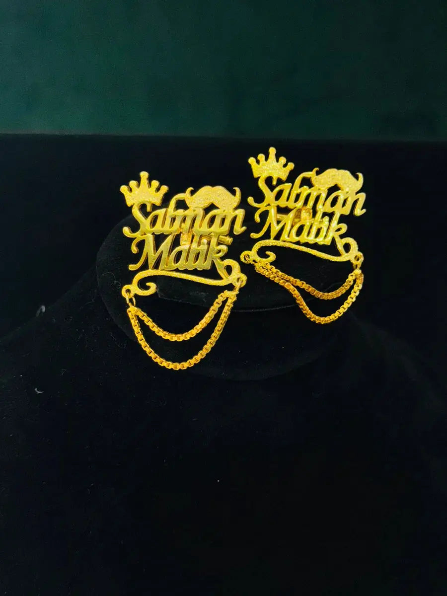 24k Stud Cufflink with Chain