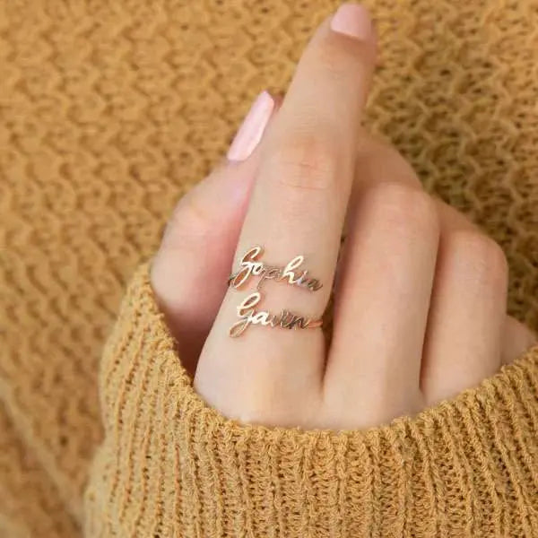 Double Name Ring - Customized Adjustable