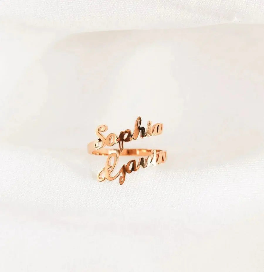 Double Name Ring - Customized Adjustable