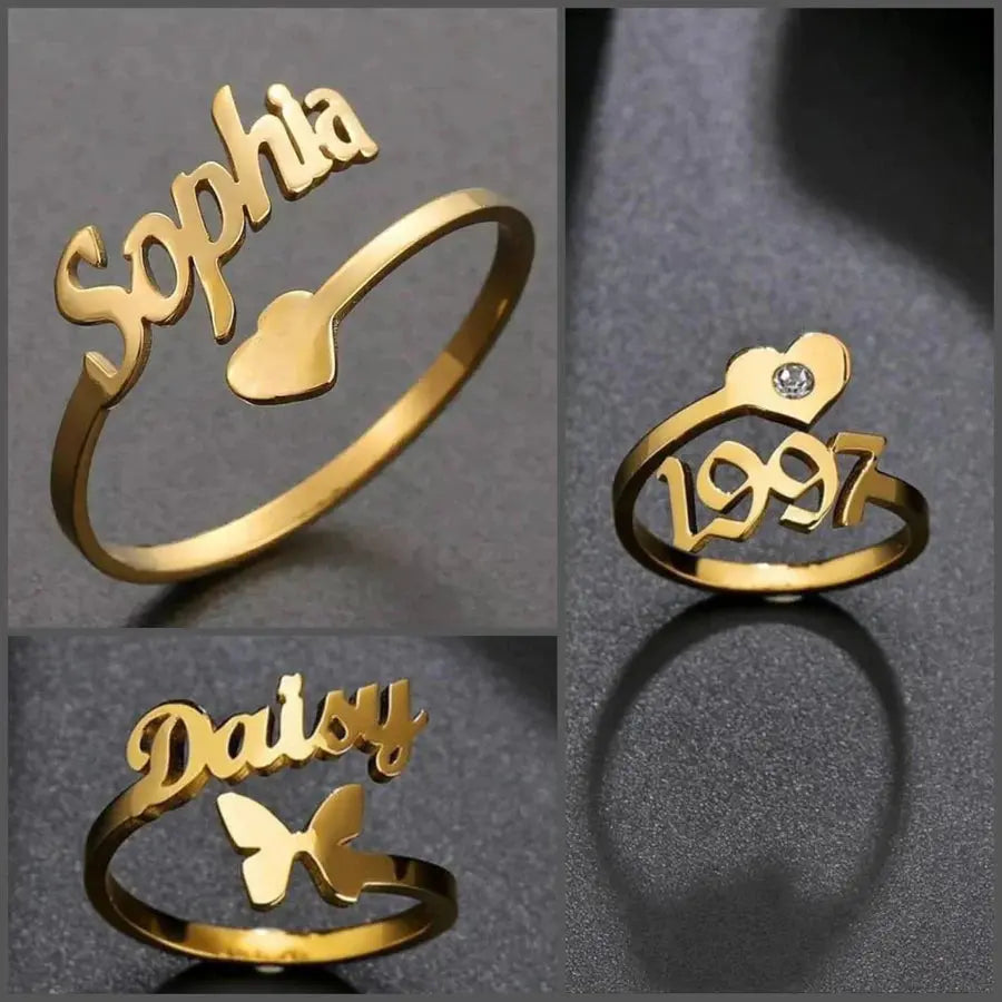 Single Name Ring - Customized Adjustable