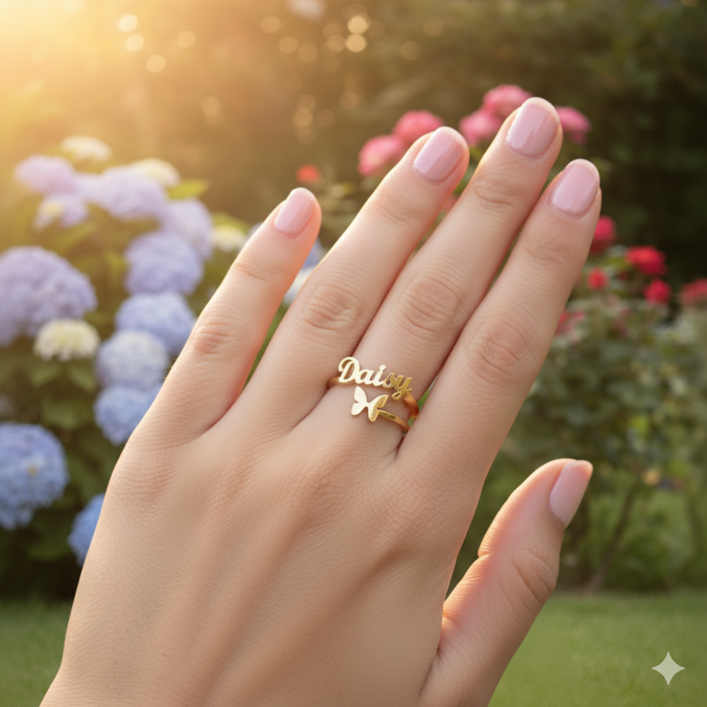 Single Name Ring - Customized Adjustable