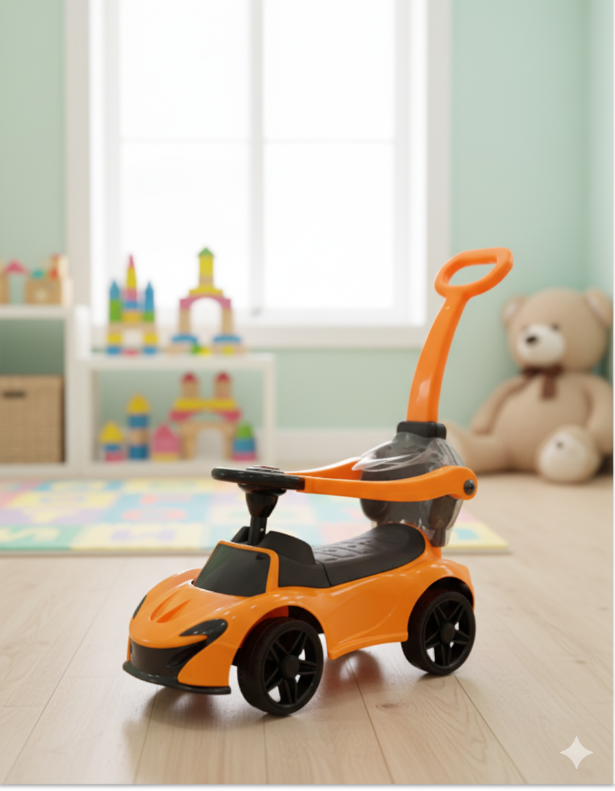 Kids Push Ride-On Car with Handle – Orange
