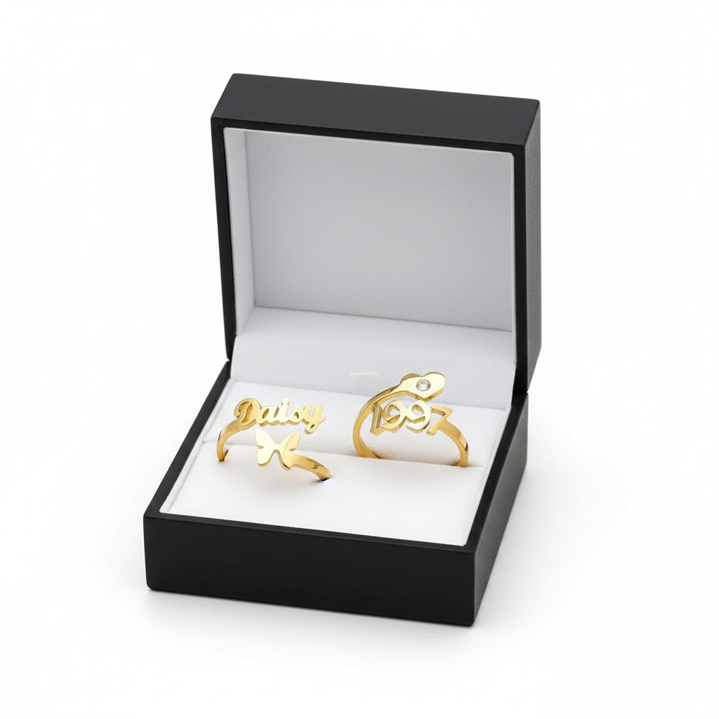 Single Name Ring - Customized Adjustable