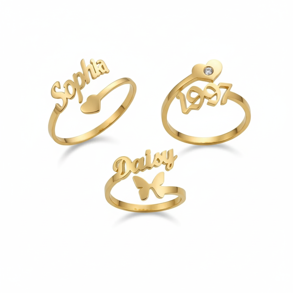 Single Name Ring - Customized Adjustable