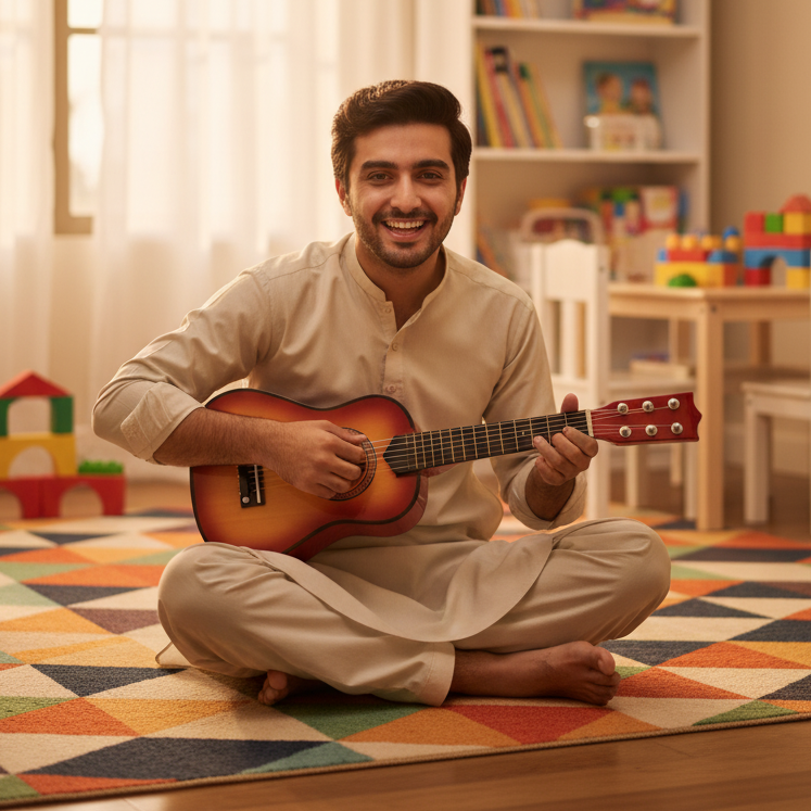 MelodyCraft Junior Acoustic Guitar – Sunburst Edition - Original Wood