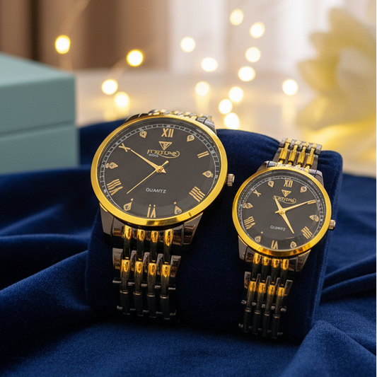 Royal Elegance Gold Couple Watch Set