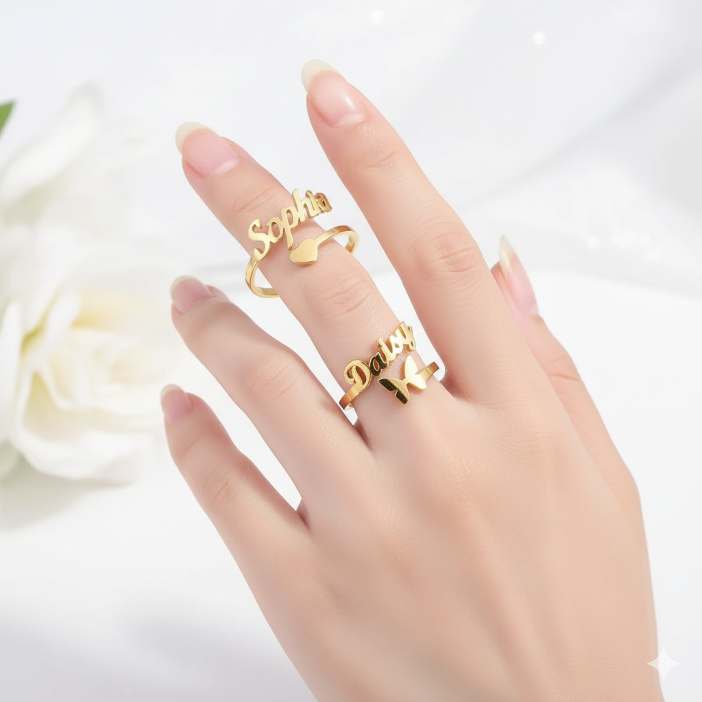 Single Name Ring - Customized Adjustable