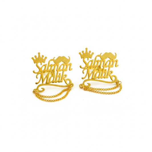 24k Stud Cufflink with Chain