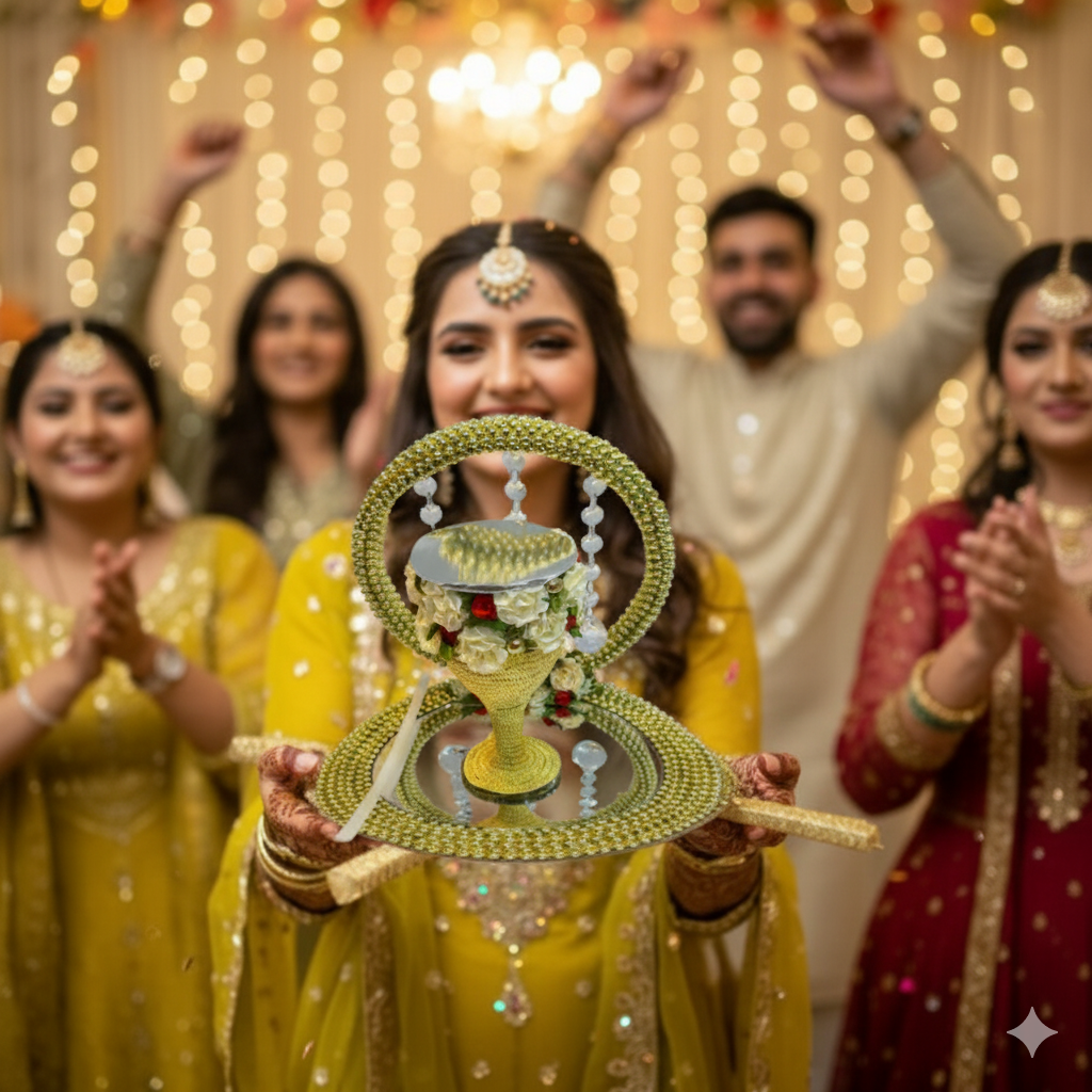 Golden Pearls Doodh Pilai Glass – Luxury Bridal Wedding Glass