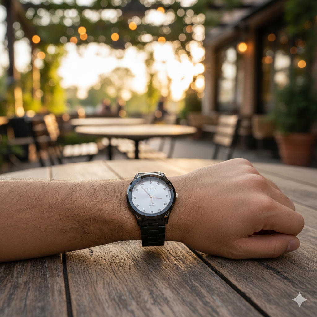 Elegant Black Stainless Steel Men's Wrist Watch – Fitron Cross