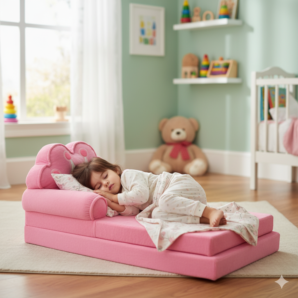 3-in-1 Princess Crown Kids' Foldable Plush Sofa & Lounger