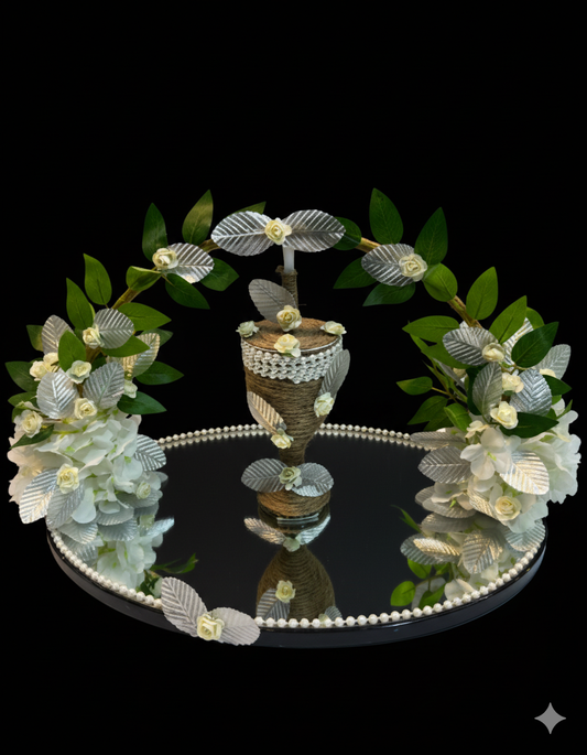 Jute Leafs Doodh Pilai Glass - Mirror Base