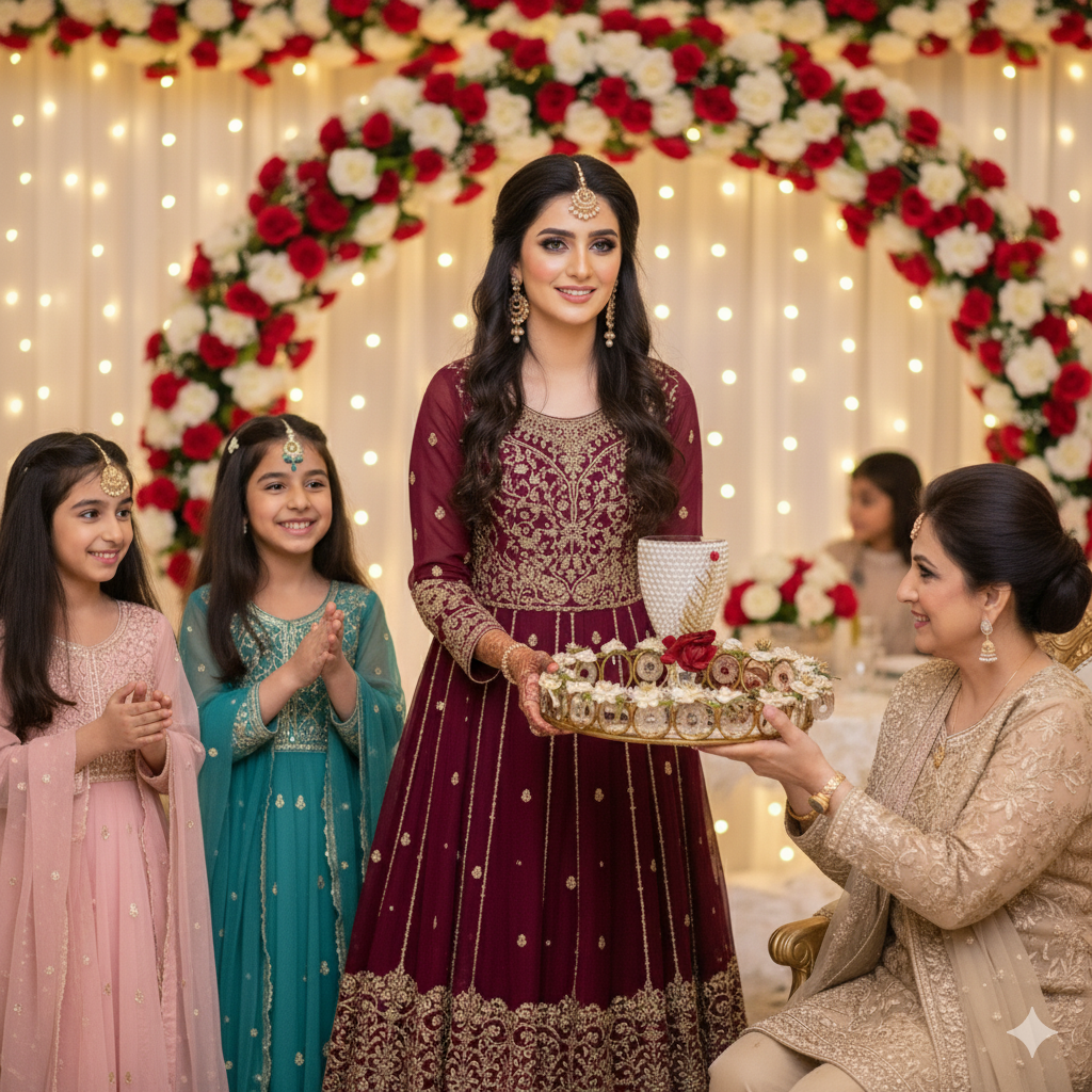 White Pearl Doodh Pilai Glass Special Mirror Metallic Tray