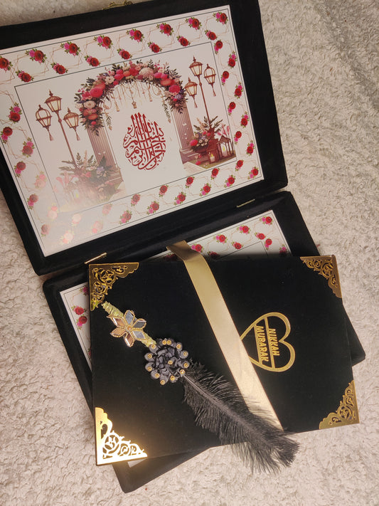 Premium Customized Velvet Nikah Booklet with Pen & Box
