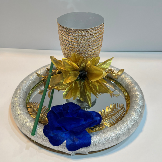 Royal Blue Bloom Doodh Pilai Glass