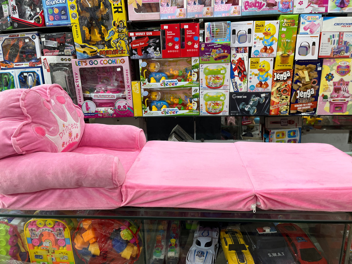 3-in-1 Princess Crown Kids' Foldable Plush Sofa & Lounger