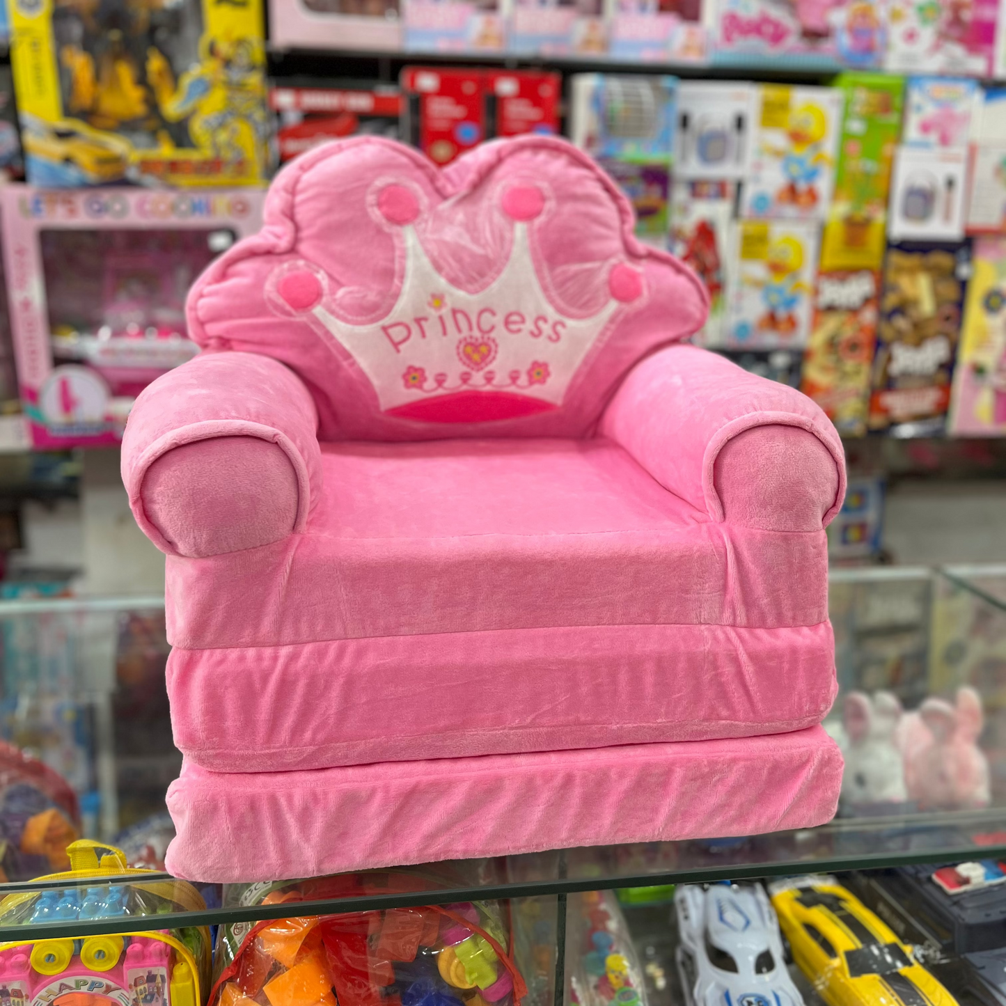 3-in-1 Princess Crown Kids' Foldable Plush Sofa & Lounger