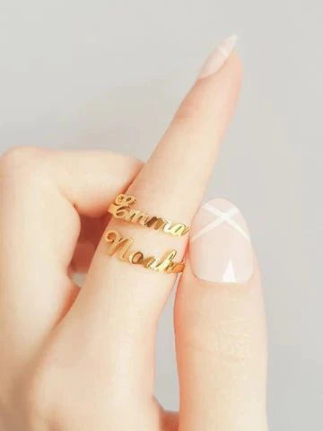 Double Name Ring - Customized Adjustable