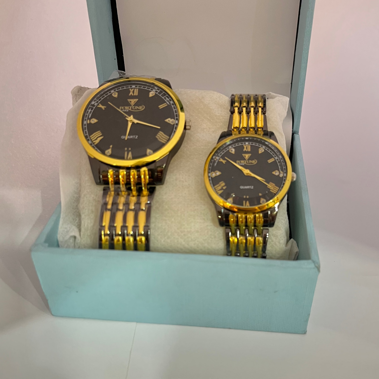 Royal Elegance Gold Couple Watch Set